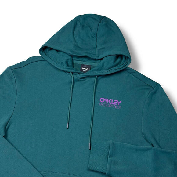 Oakley Factory Pilot Hoodie Teal Green Pullover Size M Regular Fit Fleece Casual - Picture 5 of 9